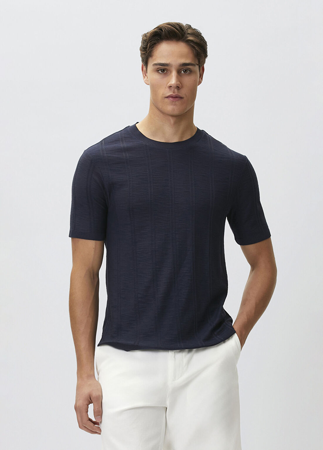 Network Lacivert Desenli T-shirt