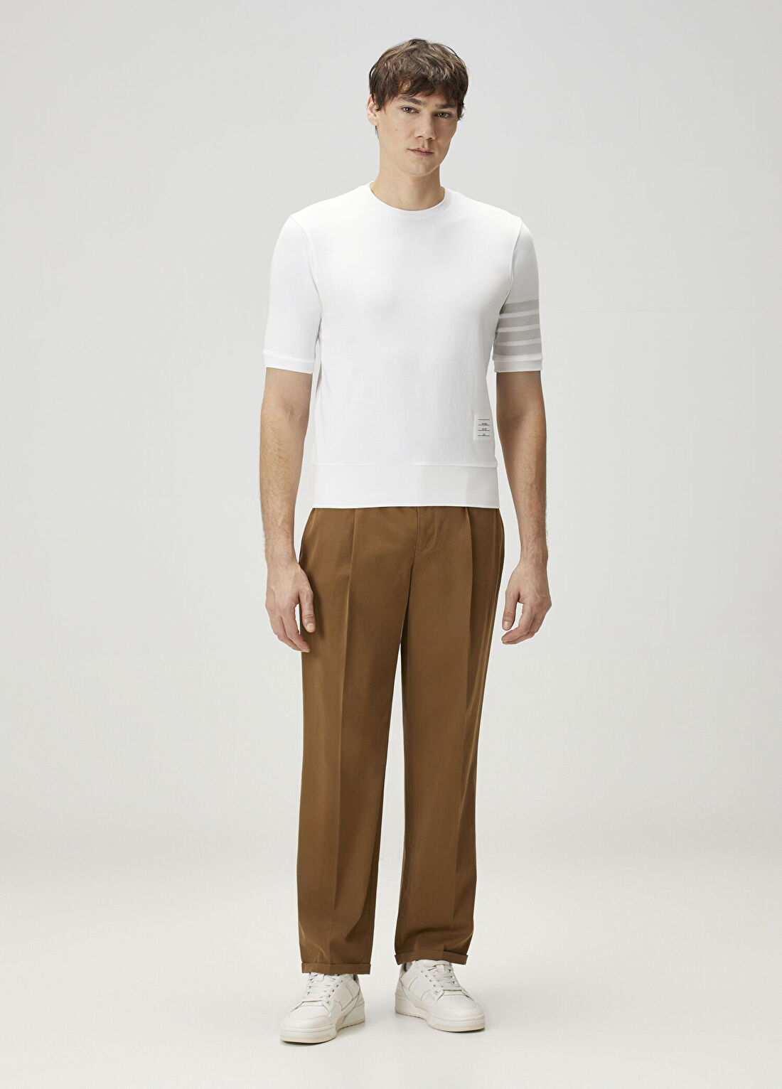 Thom Browne Beyaz Şerit Detaylı T-shirt görsel 2
