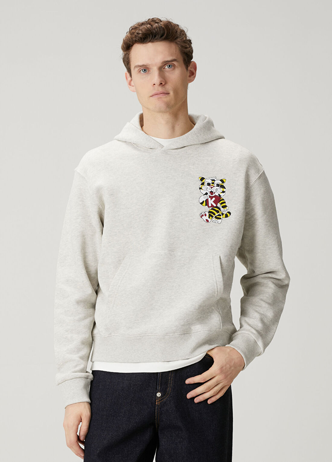Kenzo Wild Tiger Açık Gri Kapüşonlu Sweatshirt