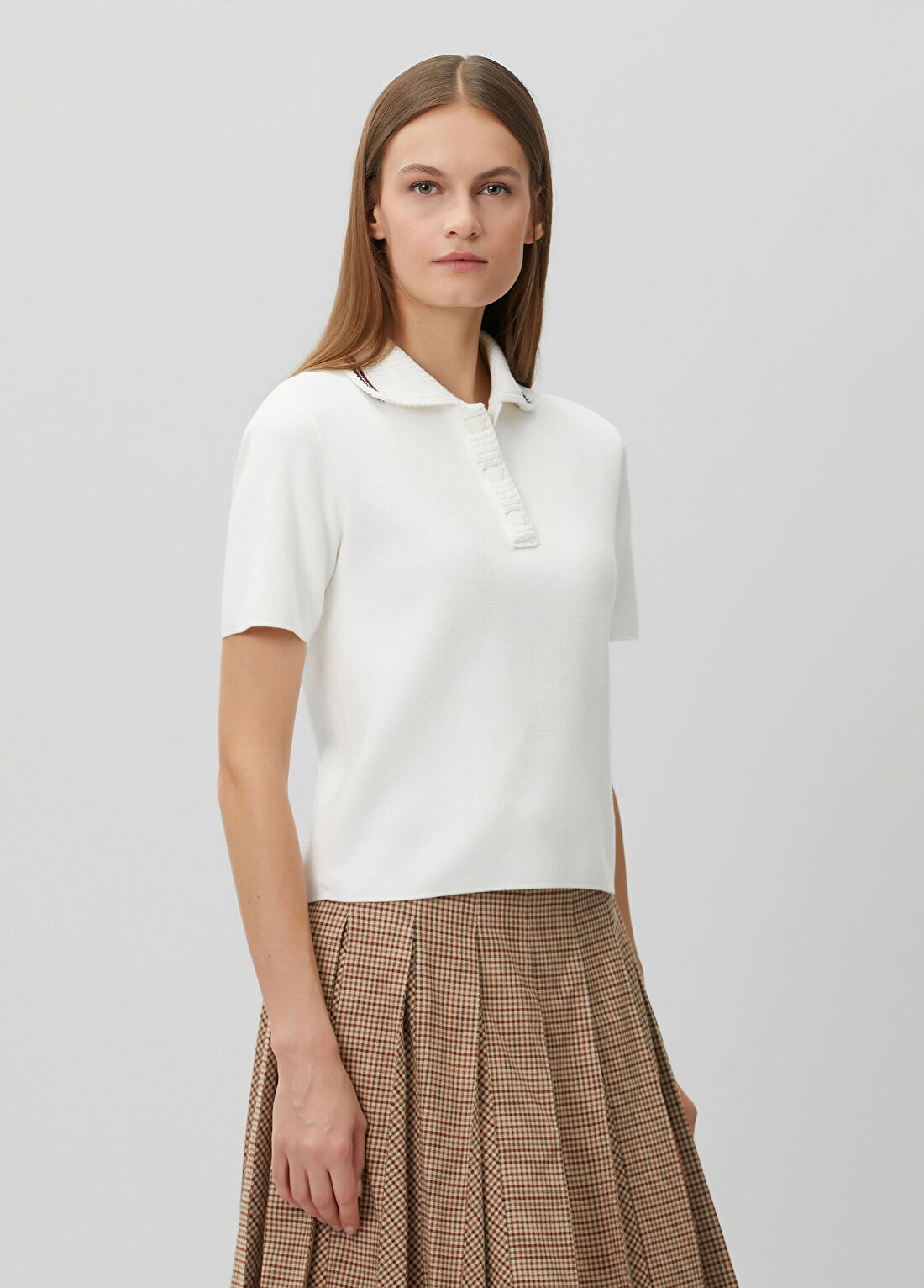 Moncler Beyaz Polo T-shirt görsel 3