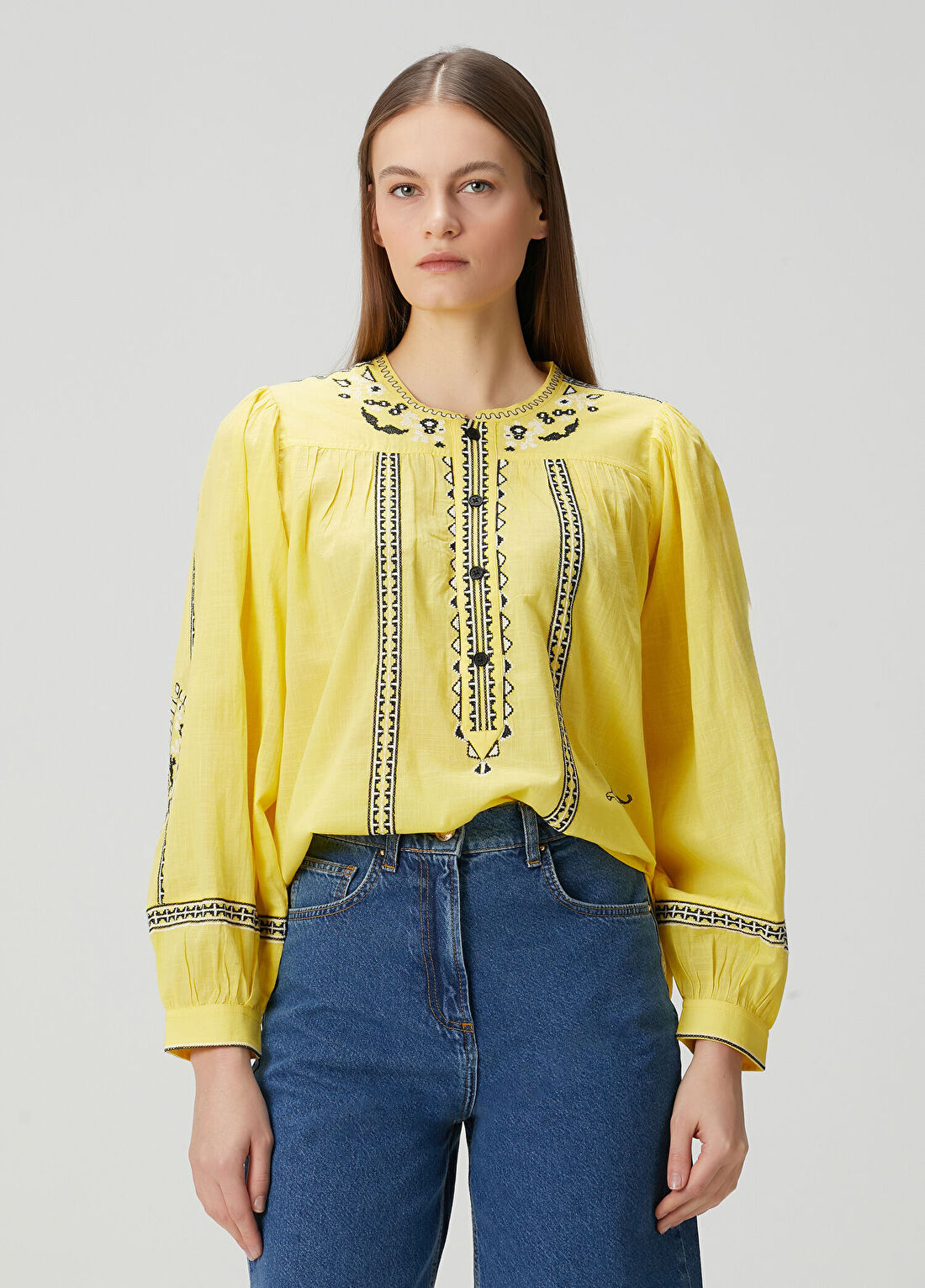 Zadig&Voltaire Tigy Sarı Nakışlı Bluz