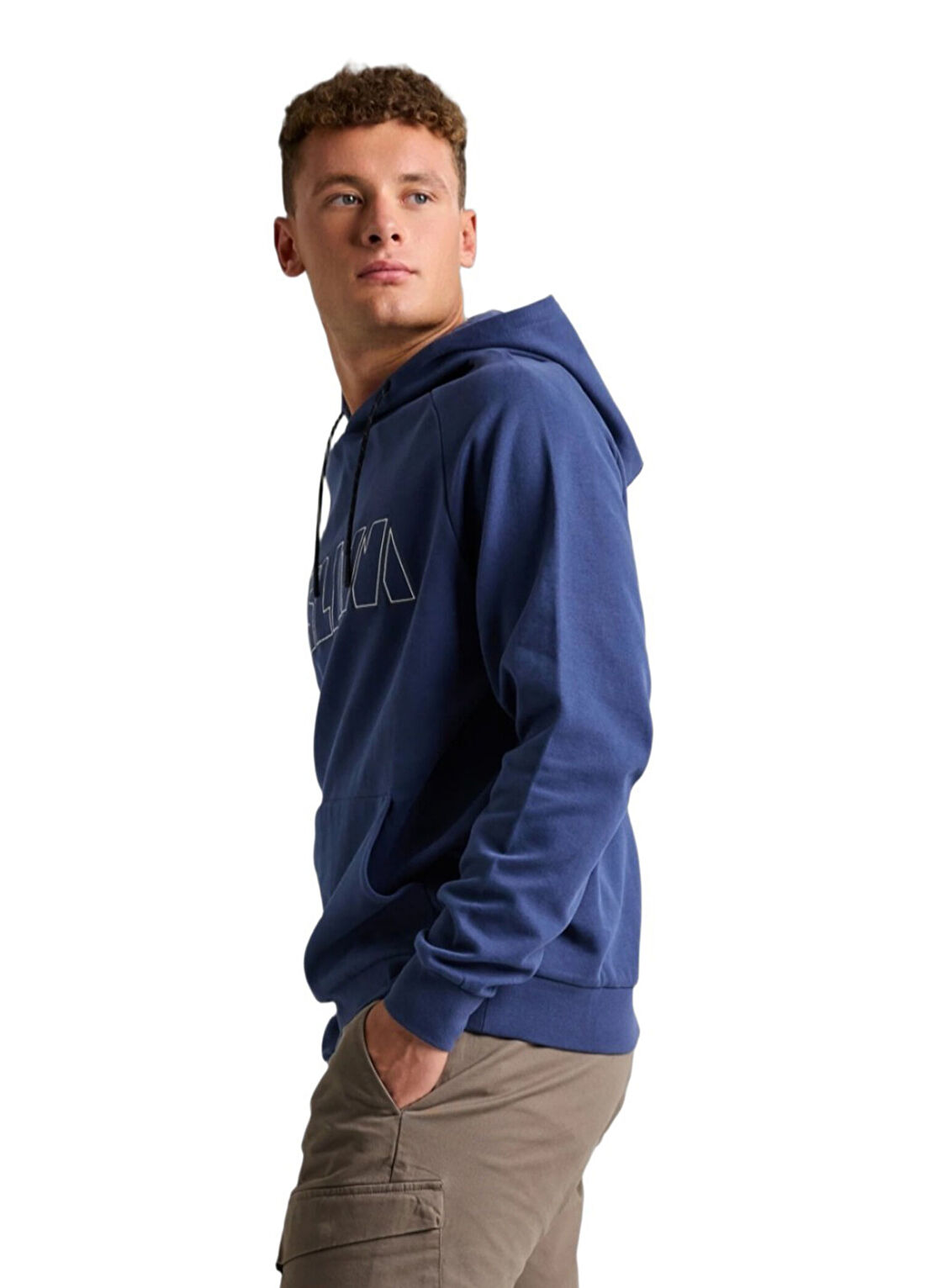 Slam Mavi Logo Detaylı Kapüşonulu Erkek Sweatshirt görsel 2