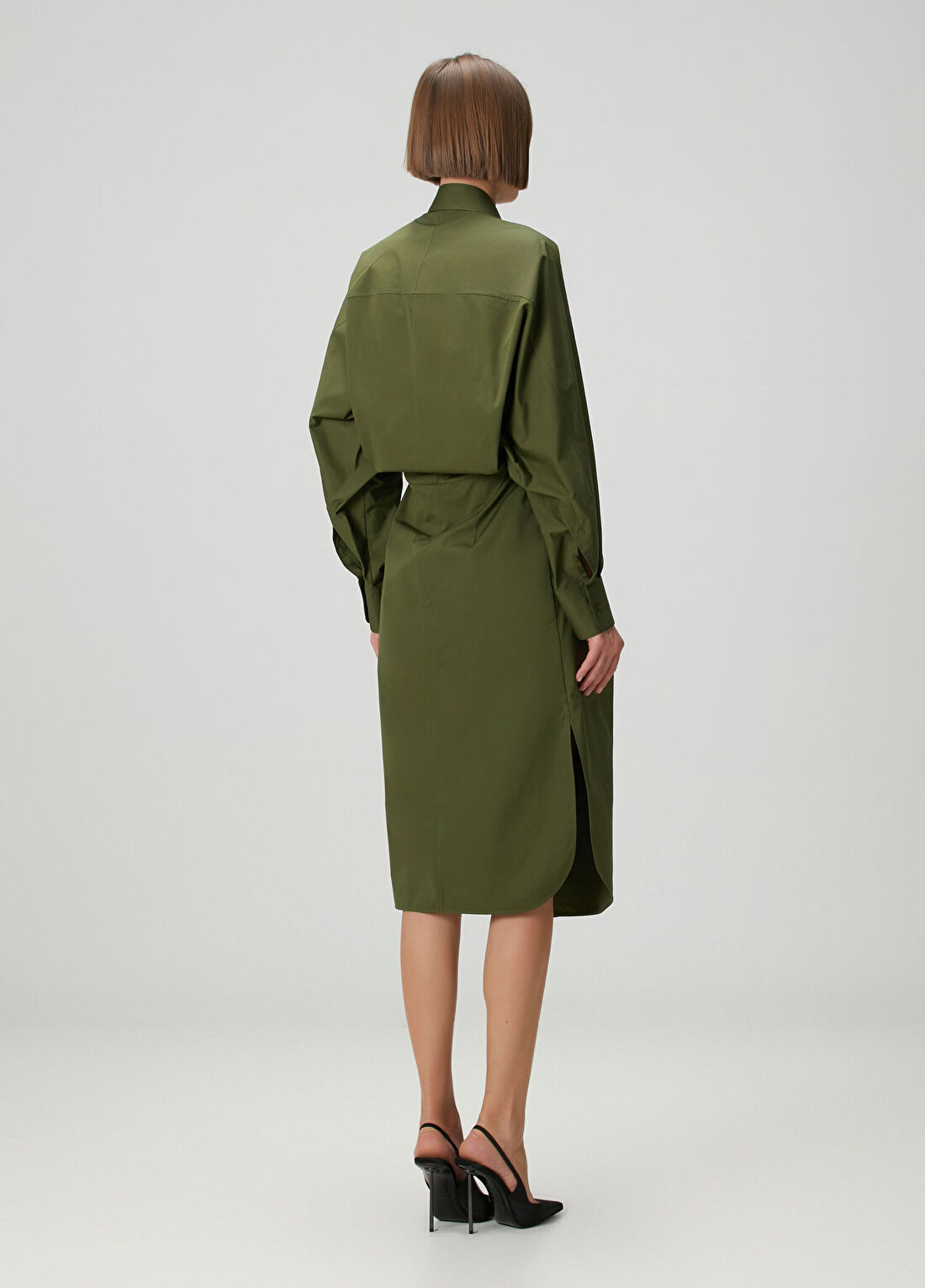 Givenchy Haki Pileli Midi Elbise görsel 4