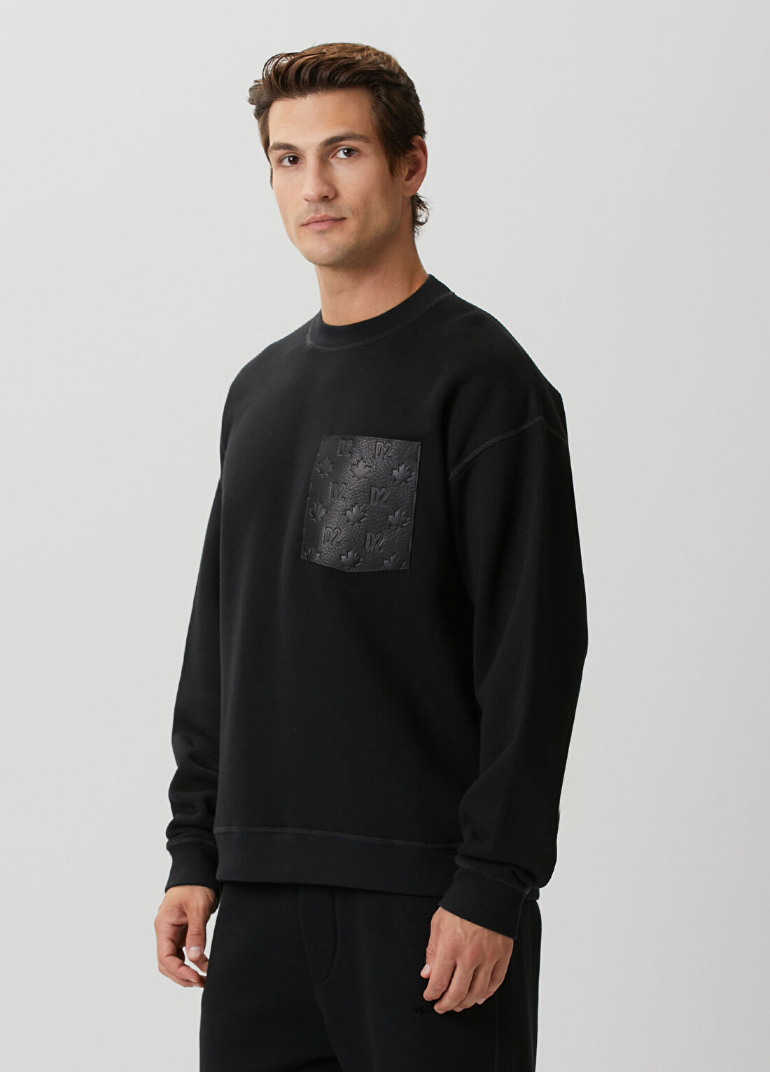 Dsquared2 Relax Fit Siyah Logo Detaylı Sweatshirt görsel 3