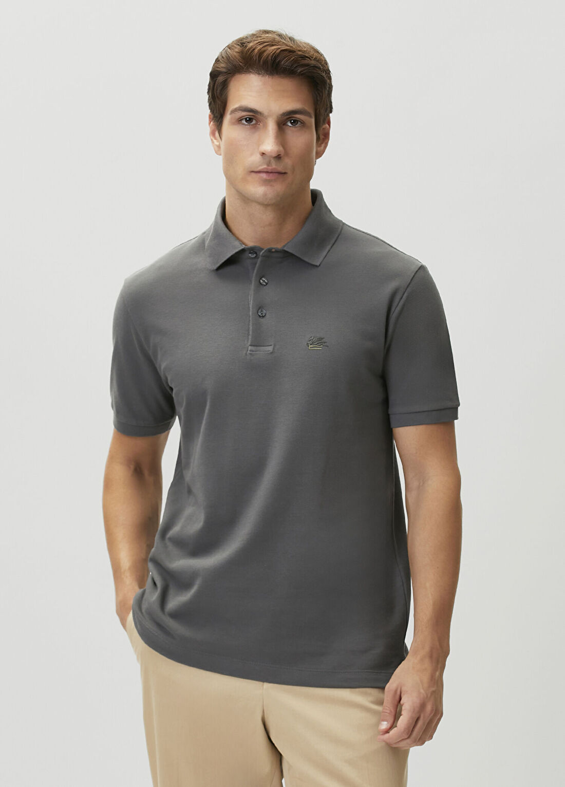 Etro Gri Polo Yaka T-shirt