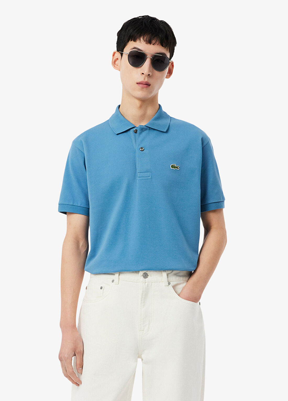 Lacoste L.12.12 Mavi Pamuklu Classic Fit Polo Yaka Kısa Kollu Erkek T-shirt