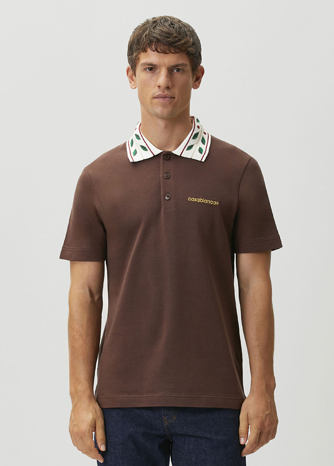 Casablanca Laurel Kahverengi Polo Pike T-shirt