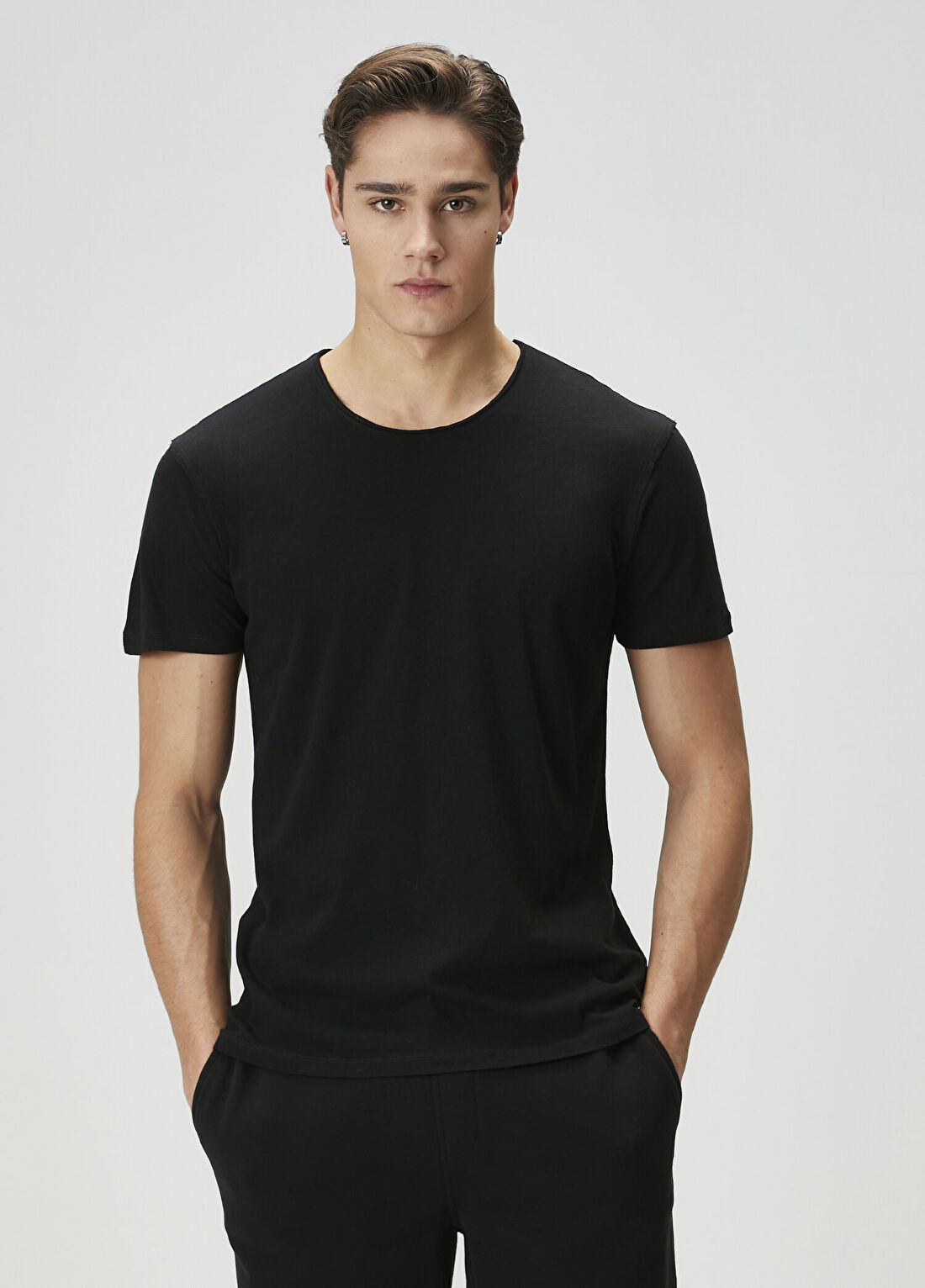 AllSaints Regular Fit Figure Siyah Basic T-shirt