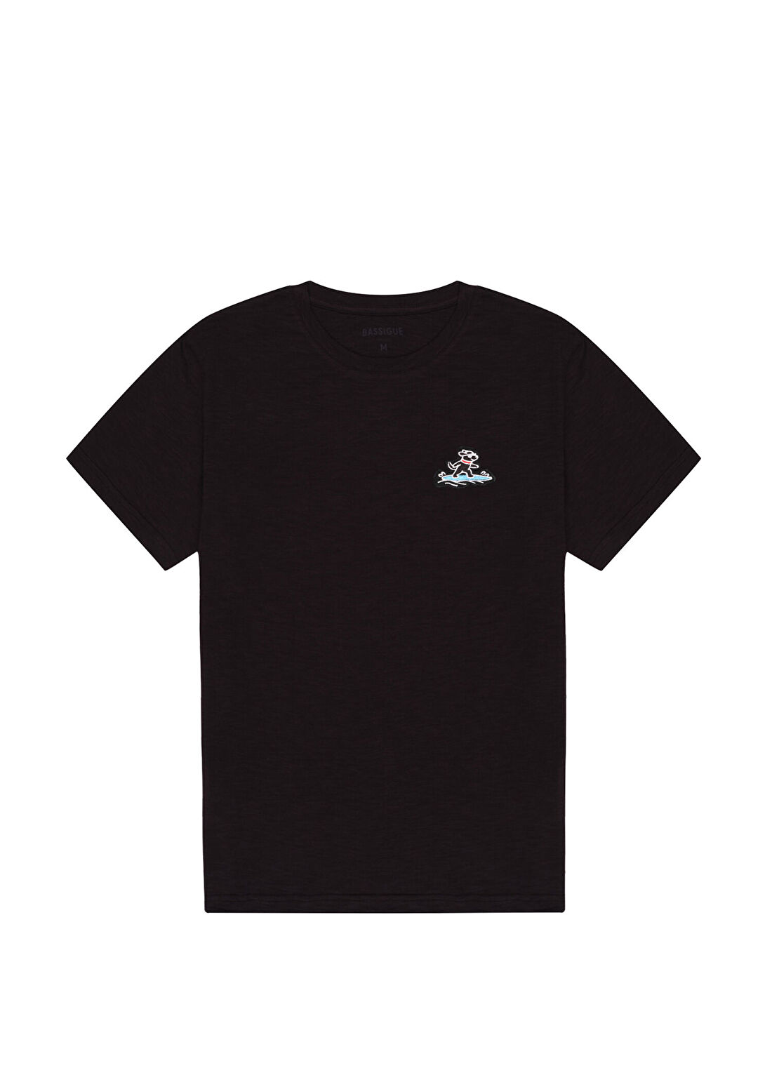 Bassigue Surf Dog Siyah Pamuklu Kısa Kollu Erkek T-Shirt