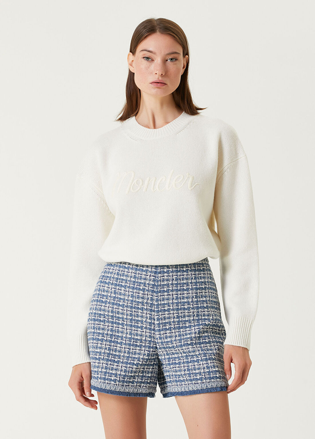 Moncler Beyaz Logolu Kazak