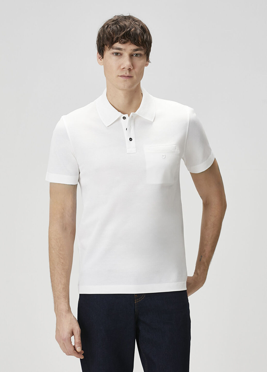 Ferragamo Beyaz Polo Yaka T-shirt