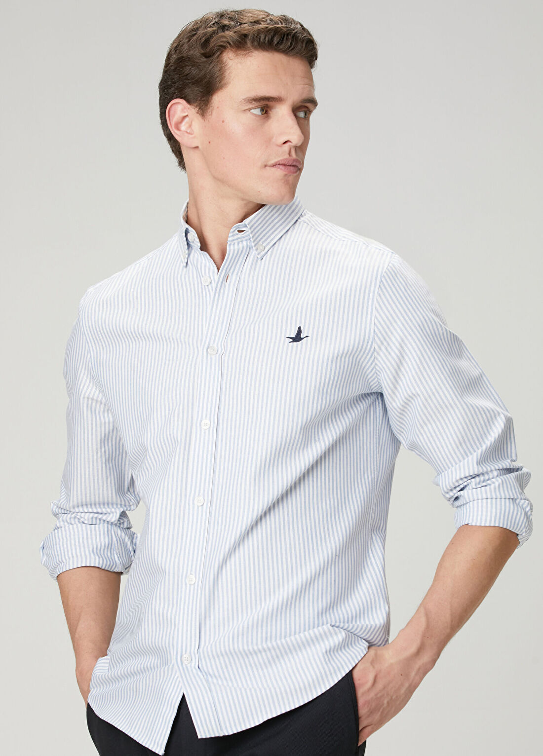 Beymen Club Mavi Beyaz Comfort Fit Çizgili Oxford Gömlek görsel 2