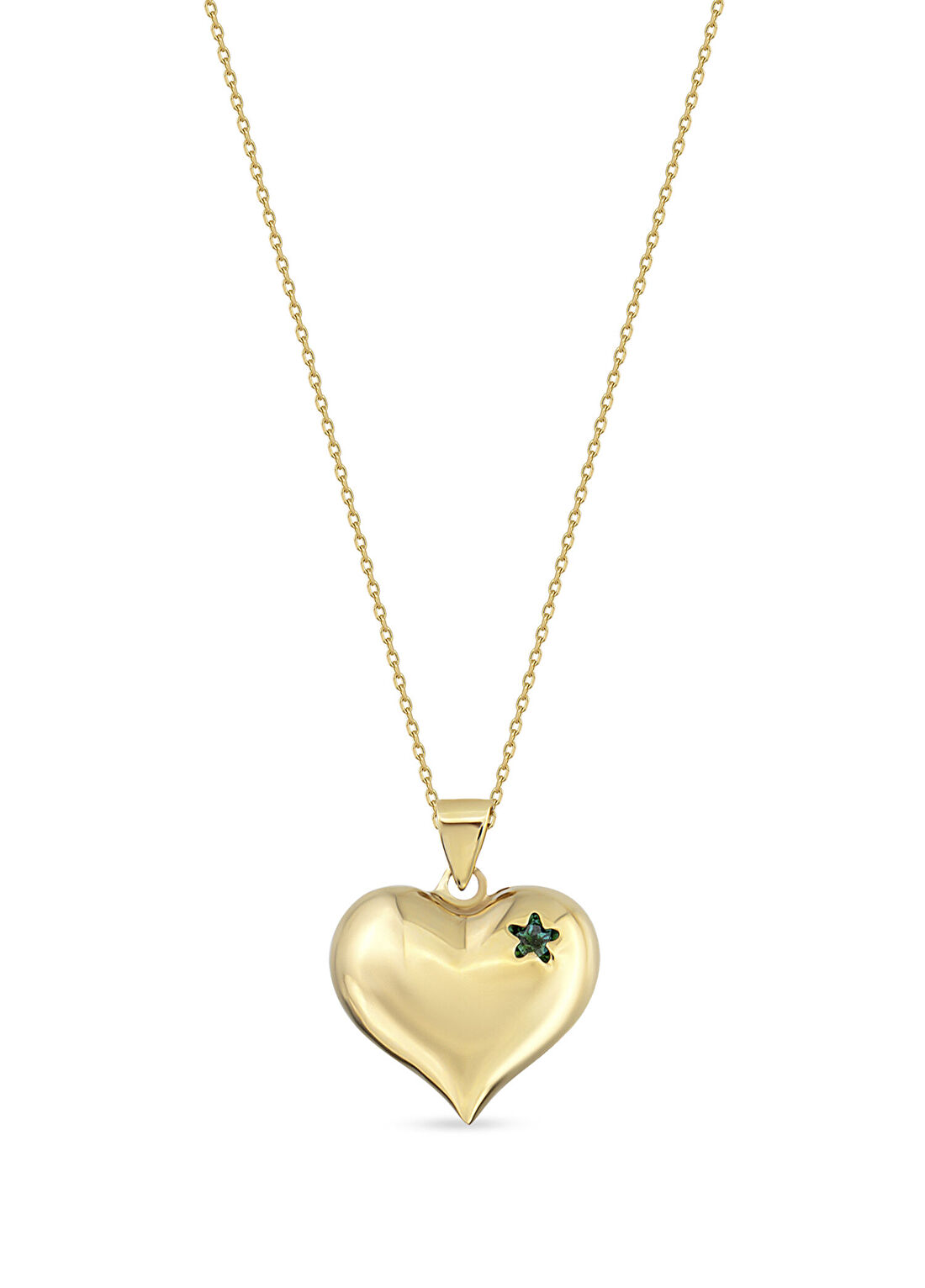 Orena Jewelry Heart Emarald 14 Ayar Altın Kadın Kolye