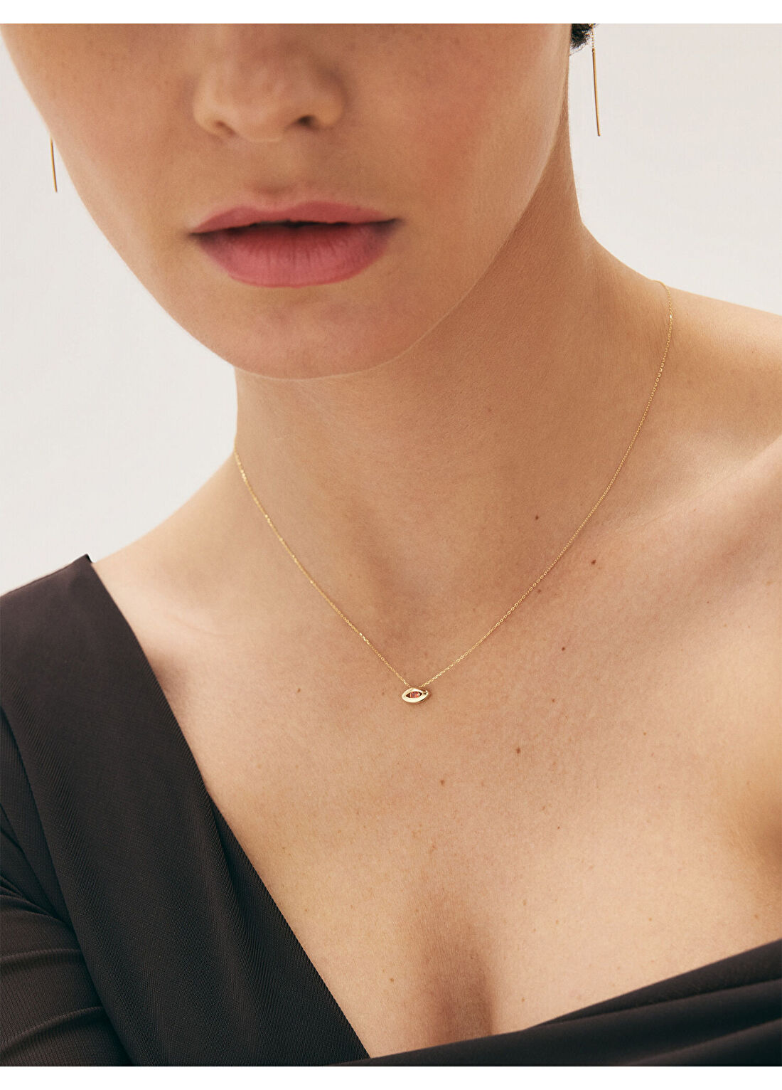 Orena Jewelry Ruby Eye Taşlı 14 Ayar Altın Kadın Kolye görsel 2
