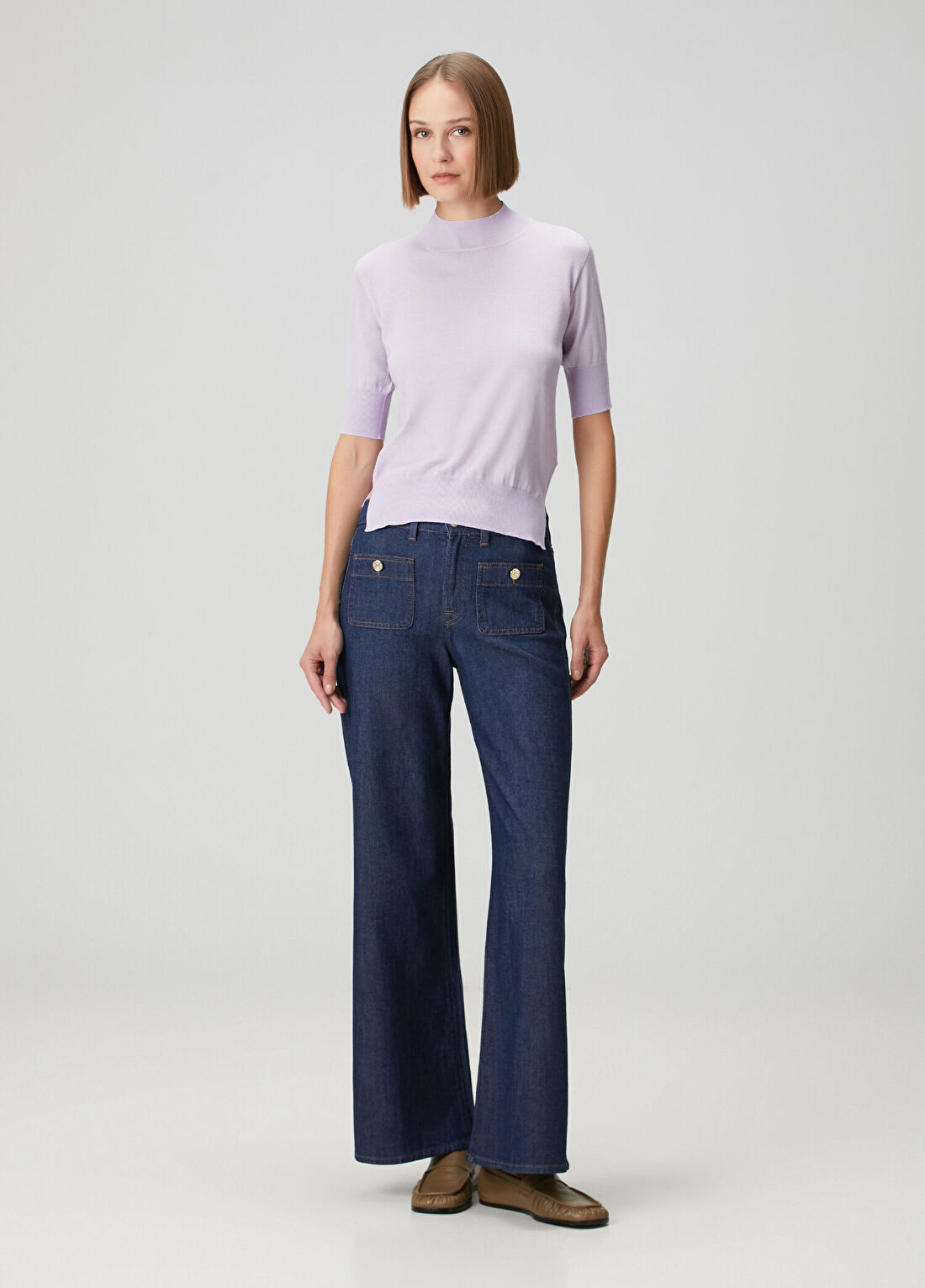 Jil Sander Lila Yırtmaç Detaylı Triko görsel 2