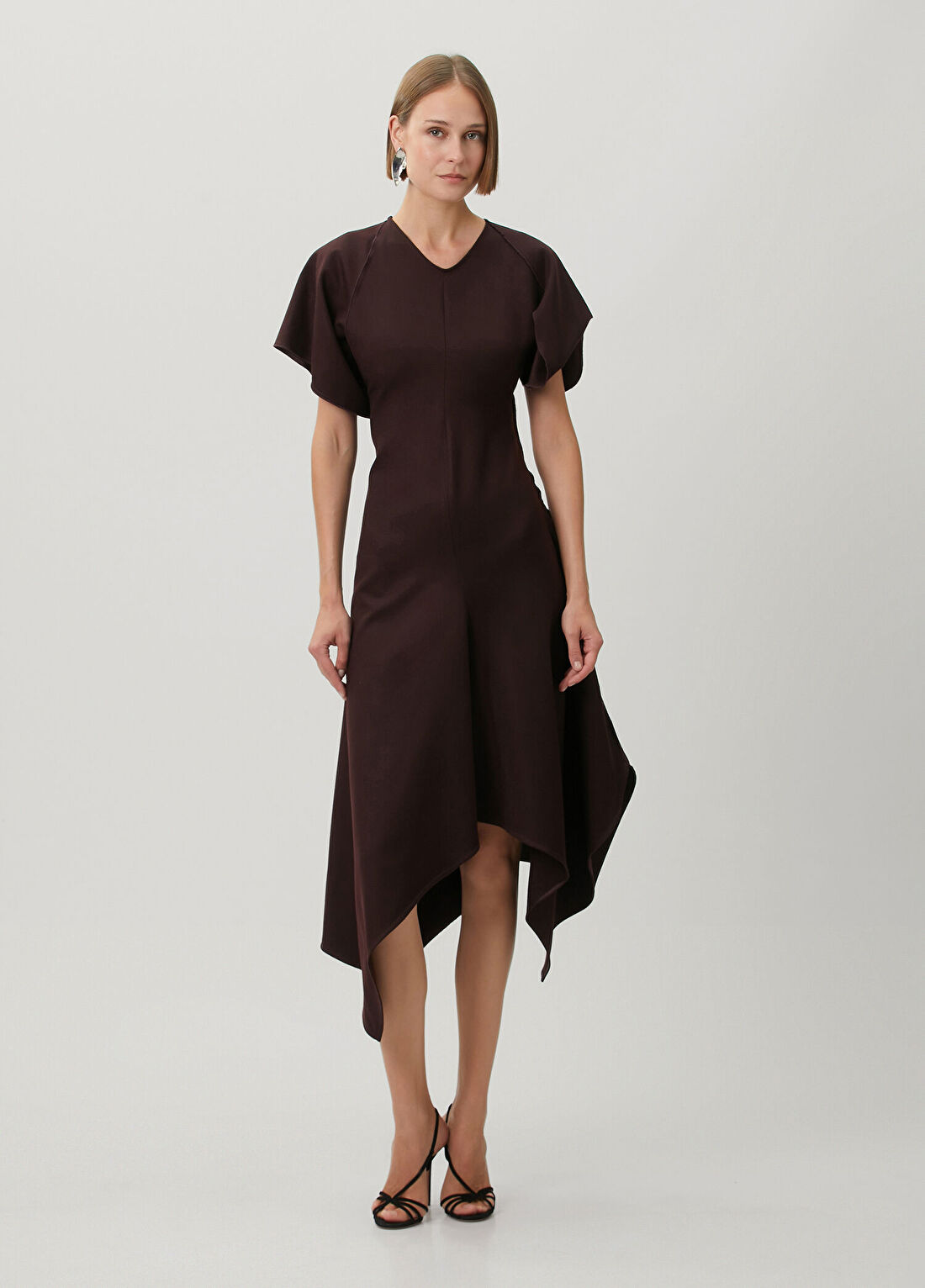 Victoria Beckham Bordo Asimetrik Yün Elbise