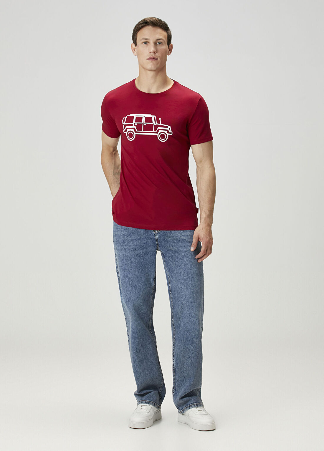 John Frank Eighty Five Bordo Baskılı T-shirt görsel 2