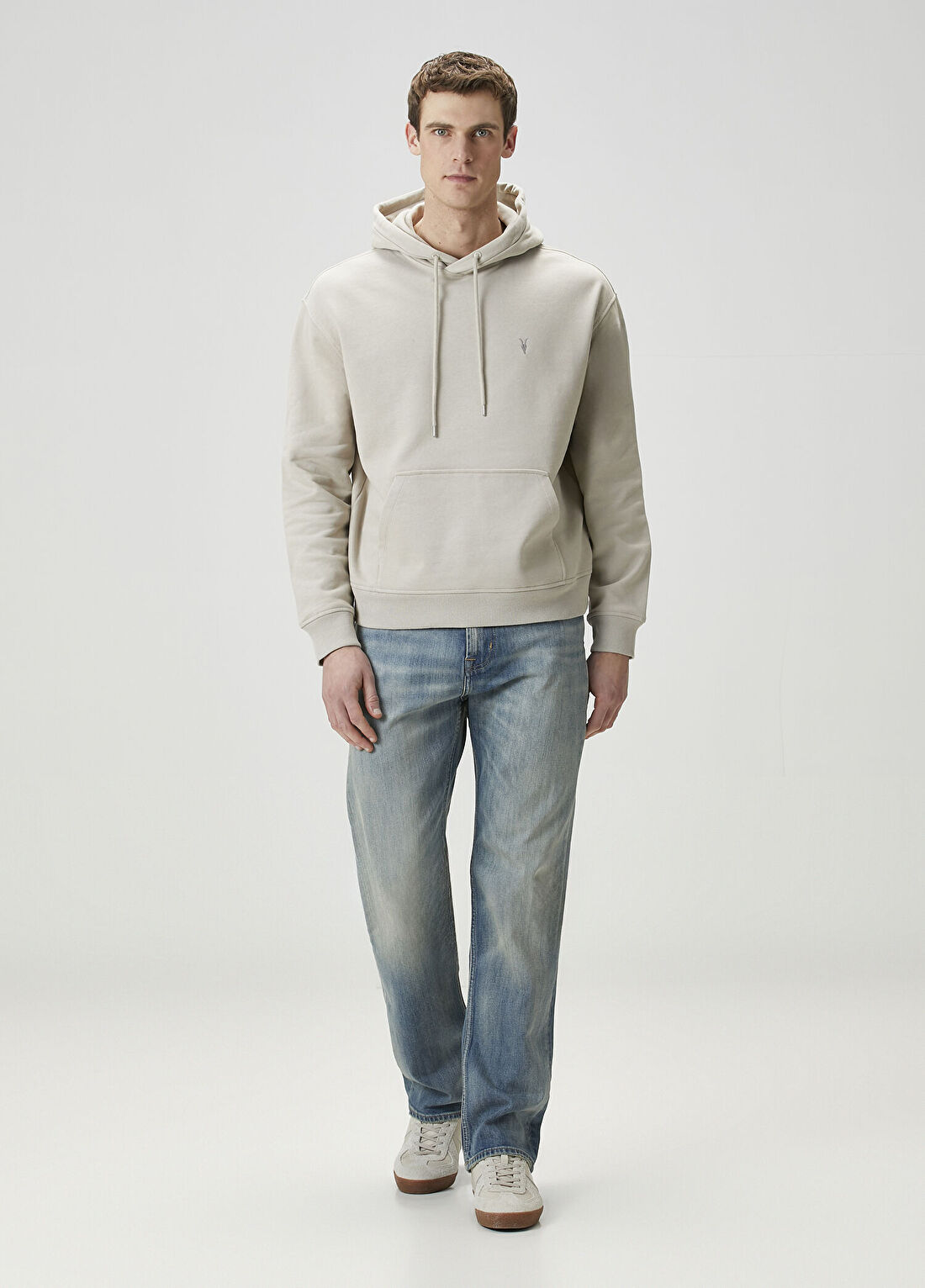 AllSaints Asher Krem Kapüşonlu Sweatshirt görsel 2