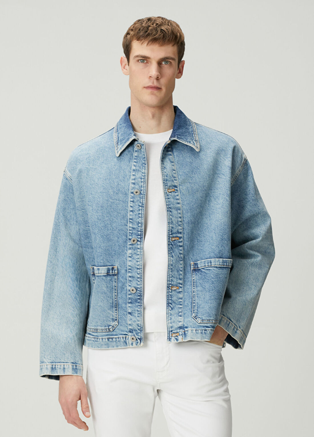 Emporio Armani Açık Mavi Denim Ceket