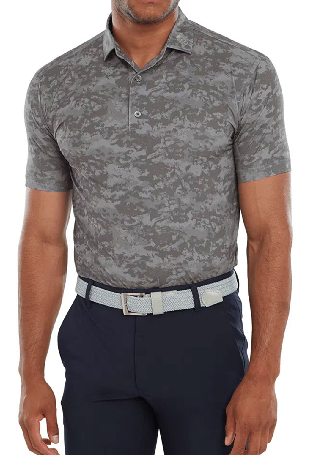 FootJoy Bulut Kamuflajı Lisle Gri Polo Yaka Kısa Kollu Erkek Golf T-Shirt görsel 3