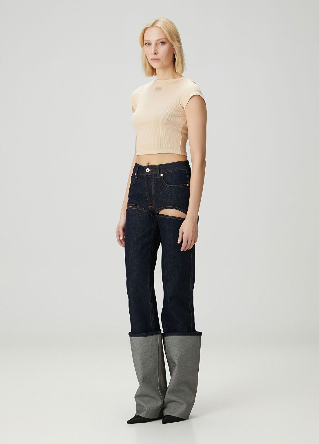 Jean Paul Gaultier Sarı Crop T-shirt görsel 2