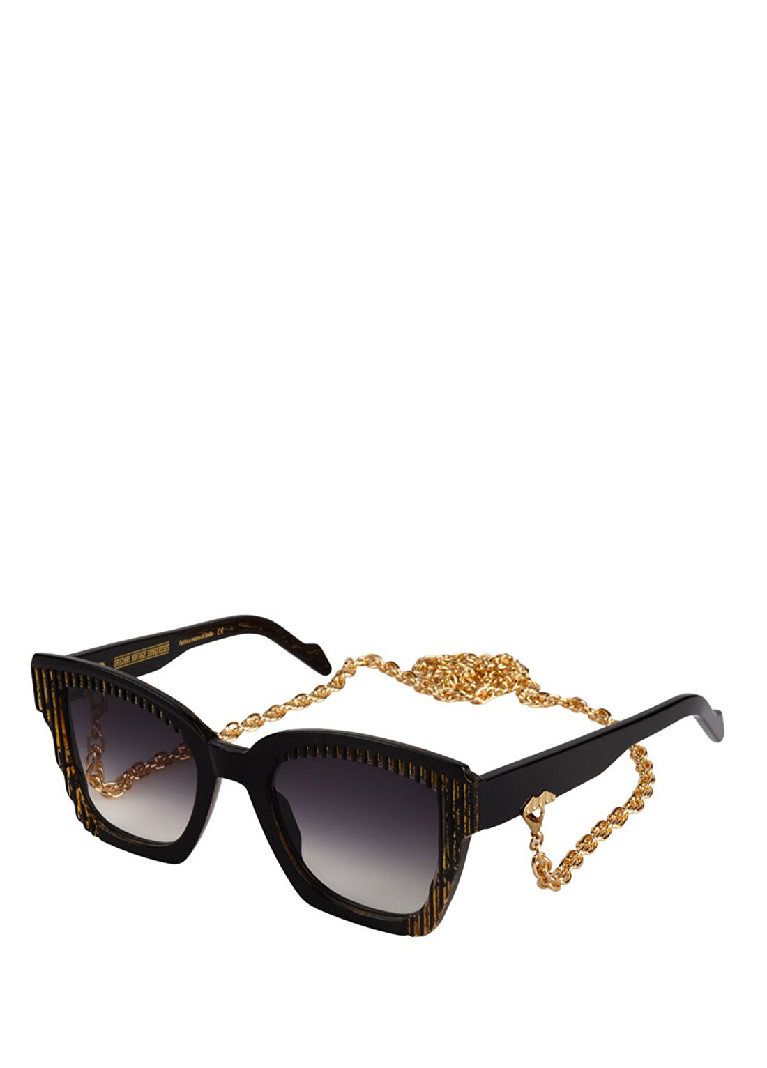 Original Vintage Sunglasses Naples Diva ND02 Black Gold Asetat Kadın Güneş Gözlüğü