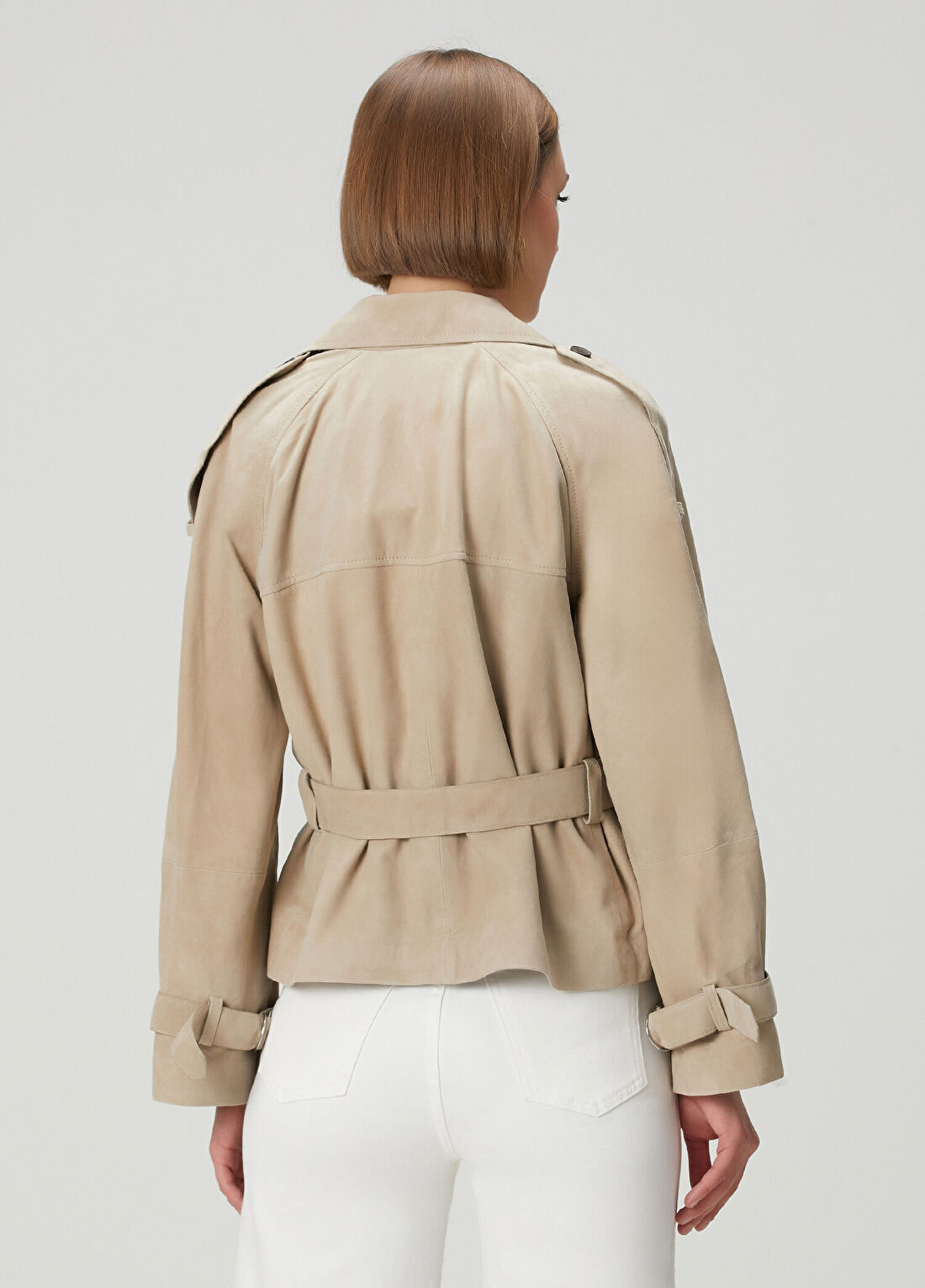AllSaints Reed Vizon Cropped Süet Pardösü görsel 4