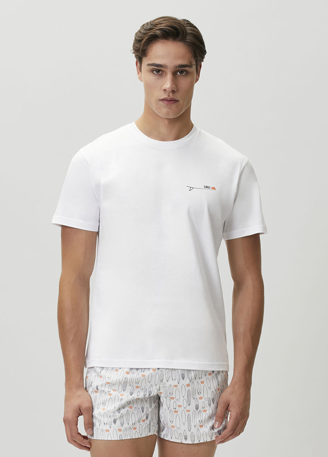 Sundek Beyaz Baskılı T-shirt