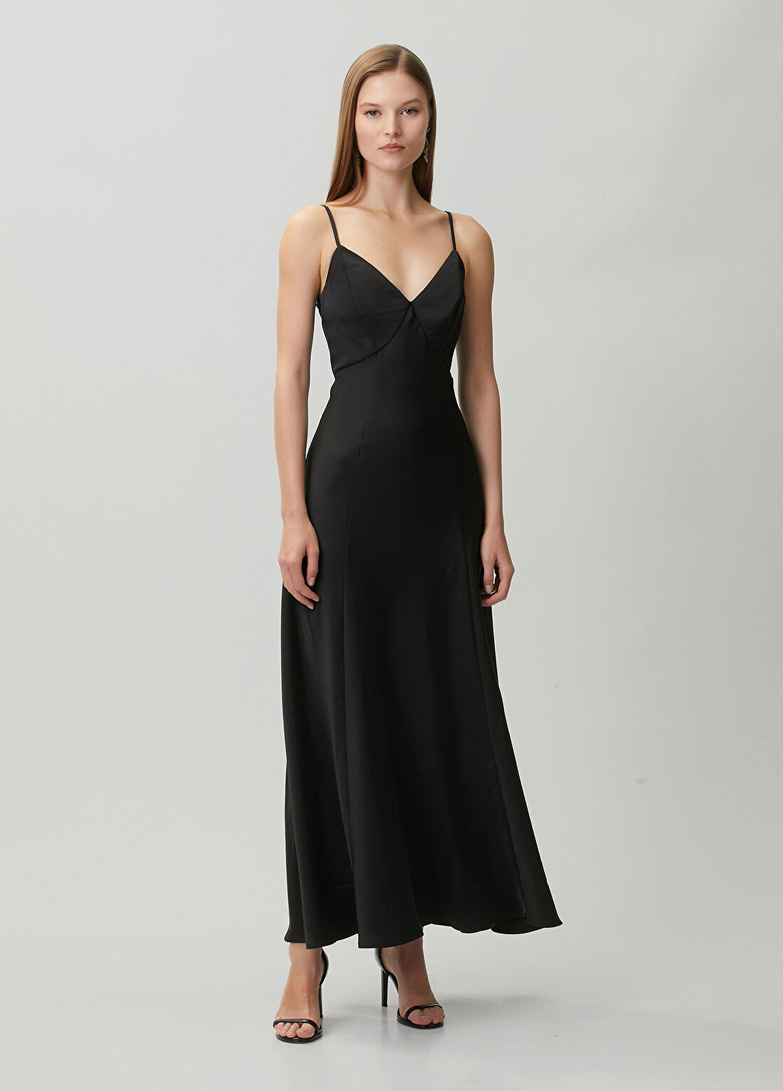 AllSaints İrina Siyah Midi Elbise görsel 2