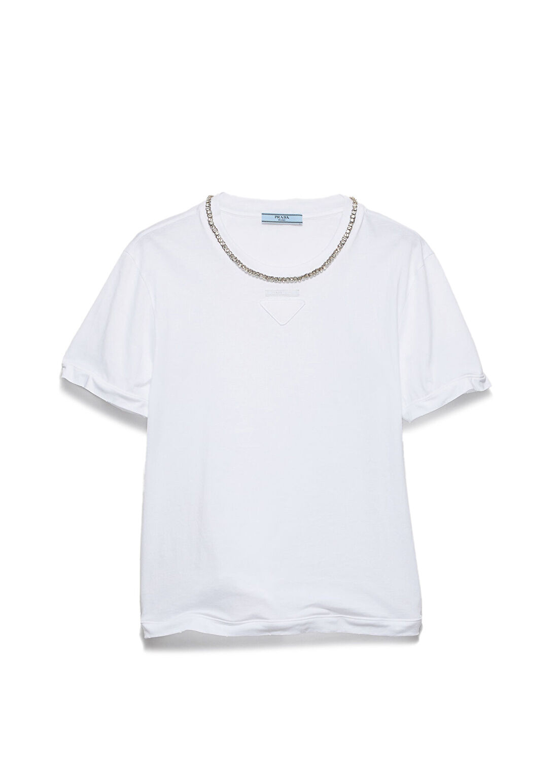 Prada Beyaz Pamuklu Jarse Kısa Kollu Kadın T-shirt
