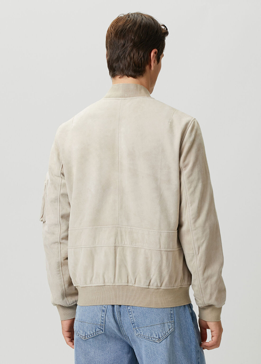 AllSaints Relaxed Fit Rokko Bej Deri Ceket görsel 4
