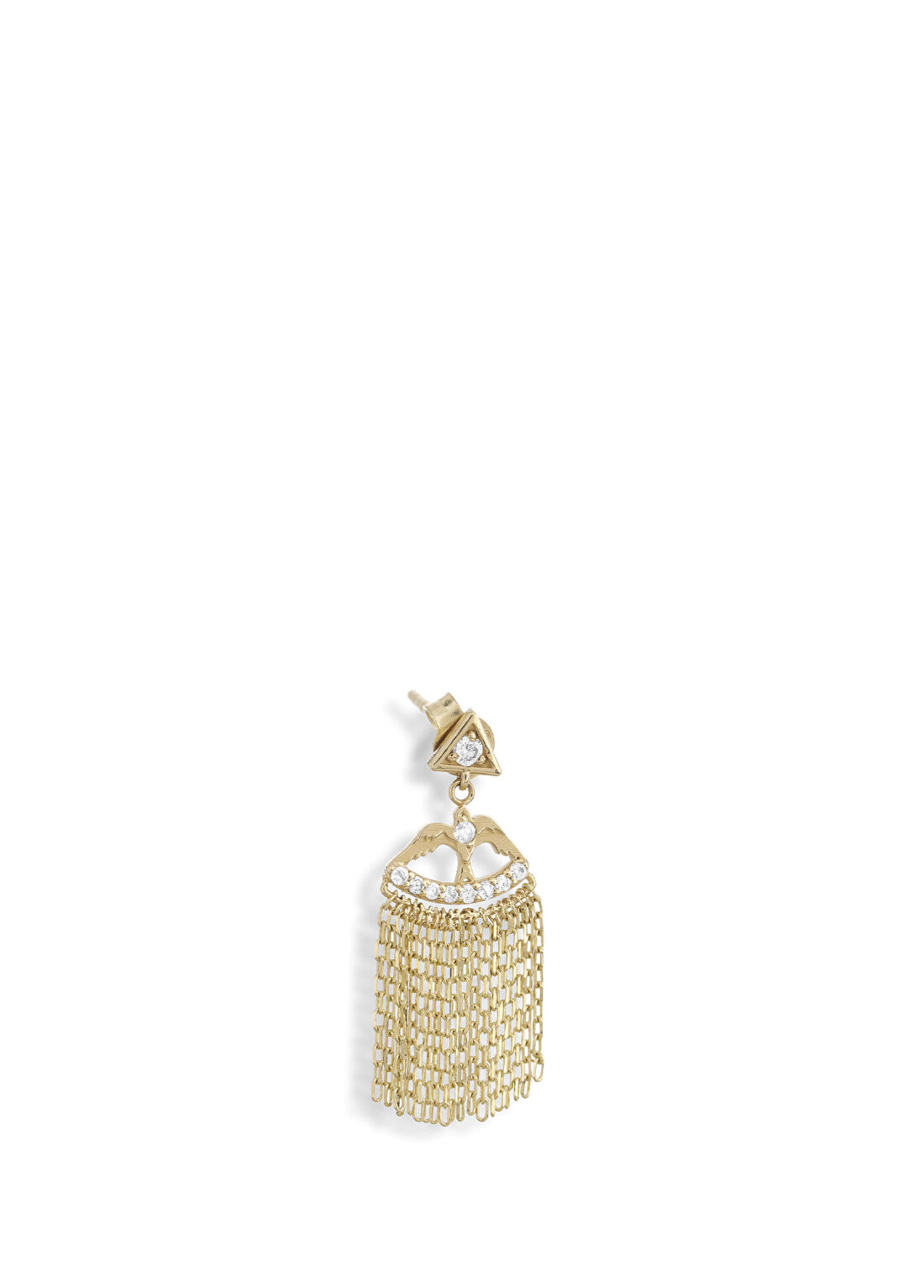 Ginza Design Jewelry Bird Triangle Pırlanta Taşlı 14 Ayar Altın Kadın Tek Küpe