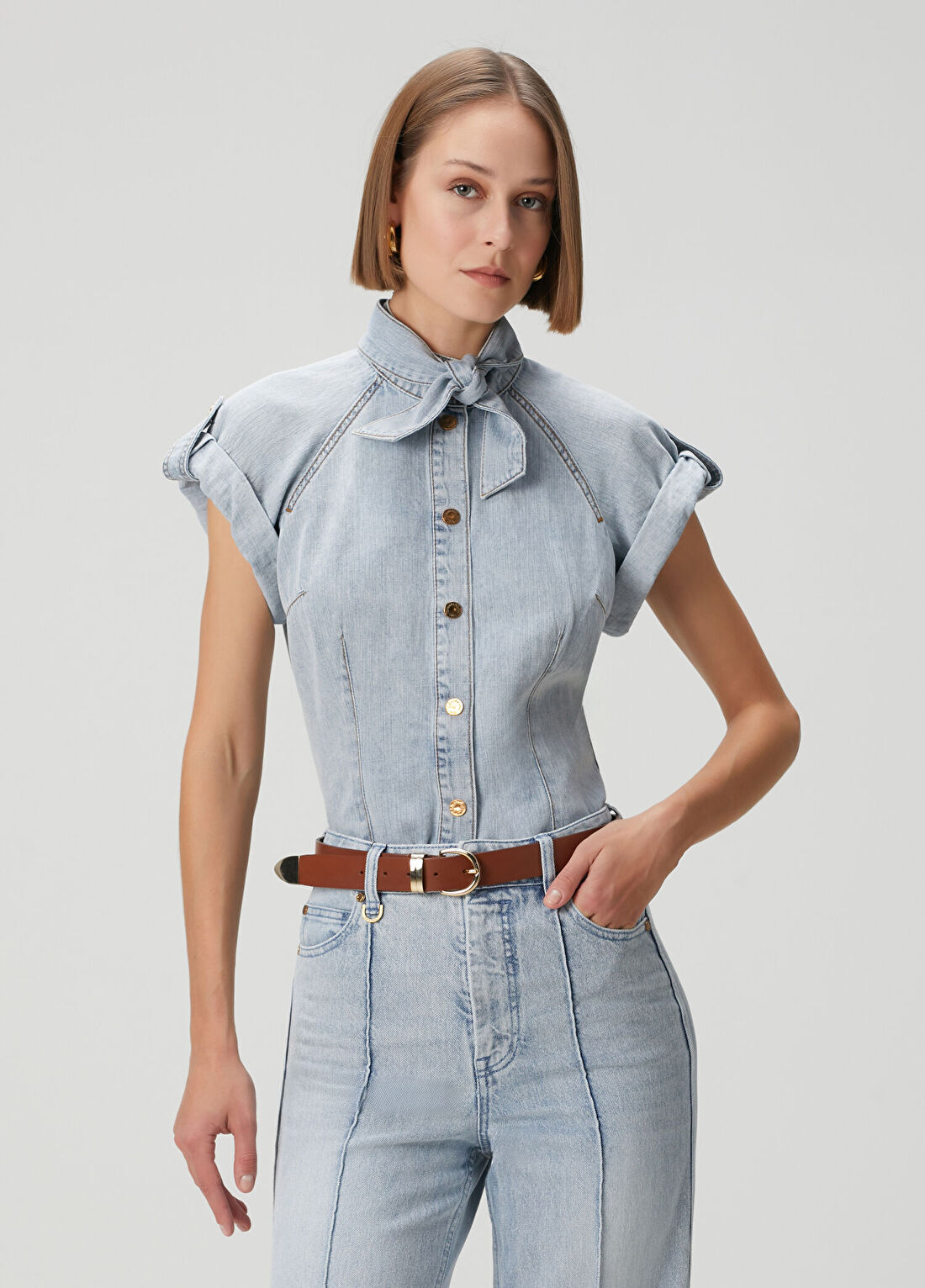 Zimmermann Açık Mavi Denim Gömlek