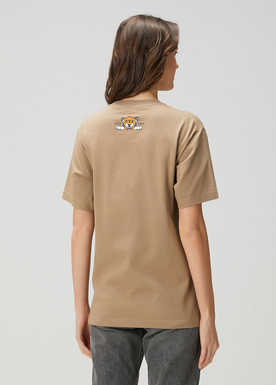 Kenzo Happy Tiger Kahverengi Baskılı T-shirt görsel 4