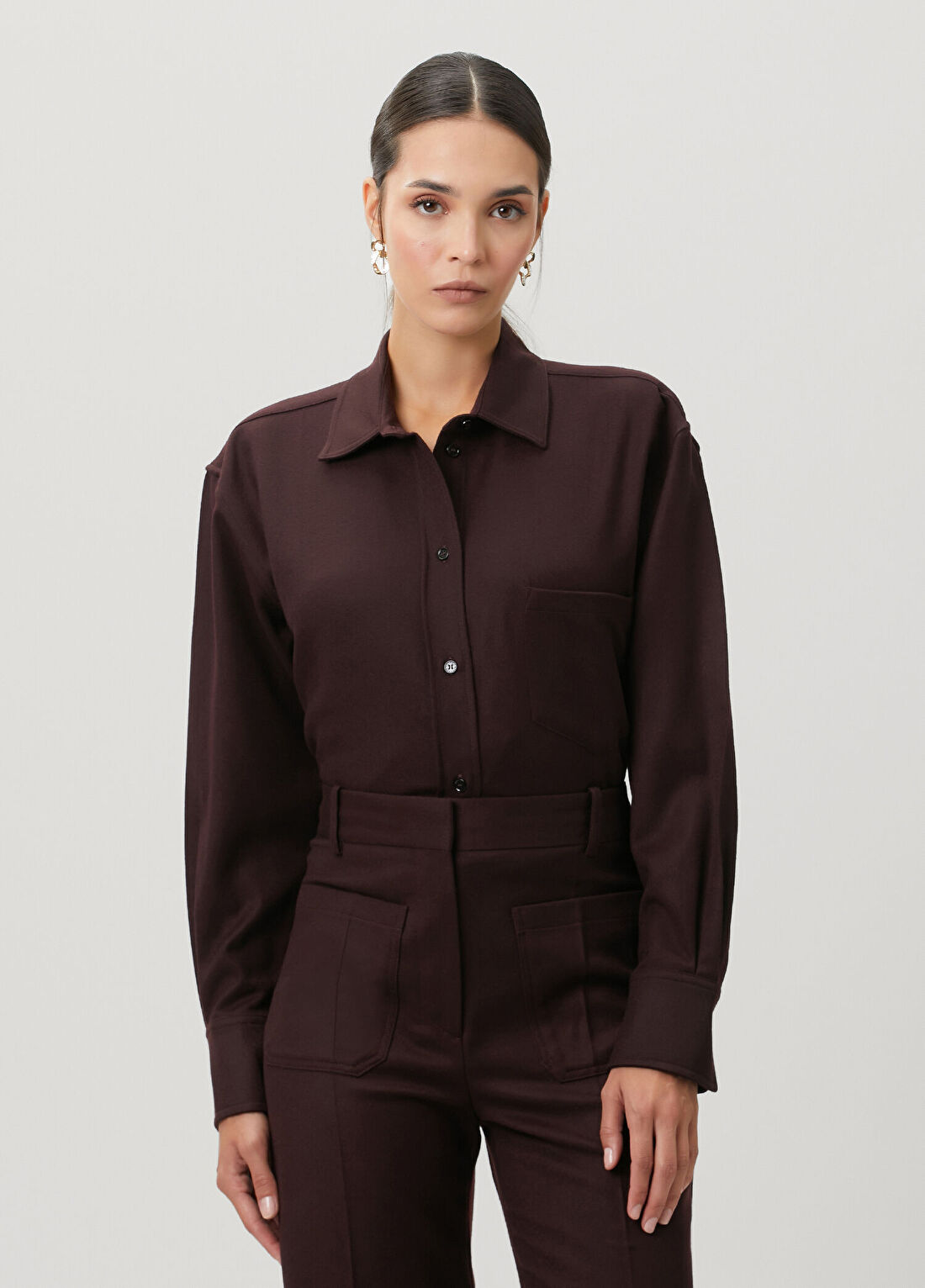 Victoria Beckham Bordo Yün Gömlek