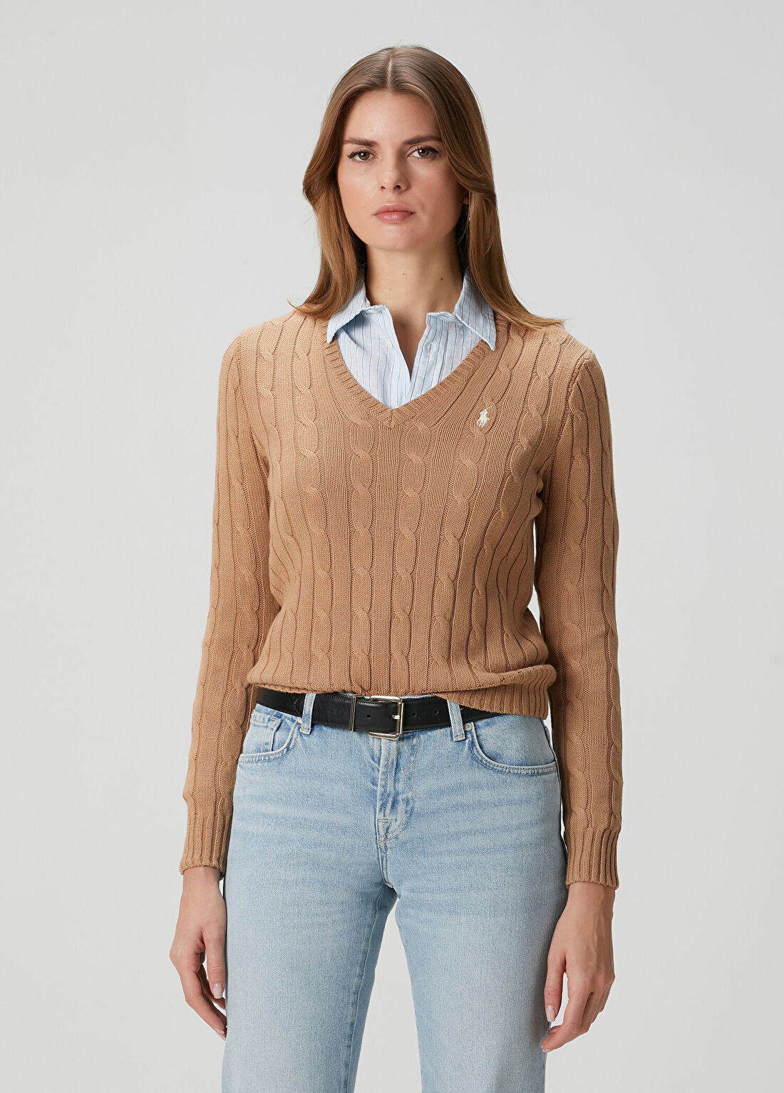 Polo Ralph Lauren Camel Örgü Dokulu Triko görsel 3