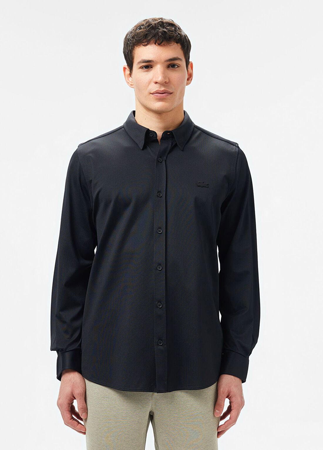 Lacoste Siyah Slim Fit Uzun Kollu Erkek Gömlek