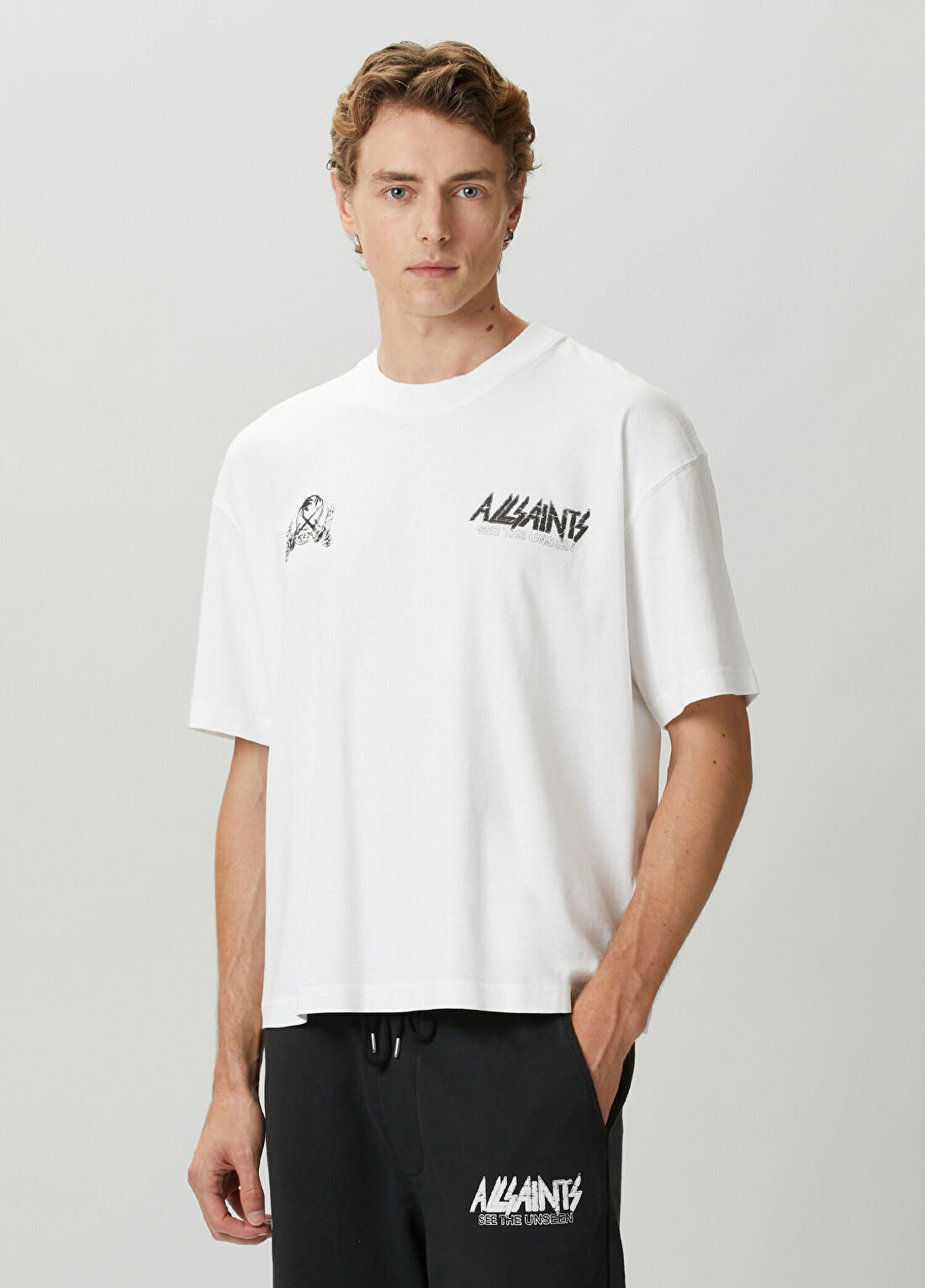 AllSaints Chromium Beyaz T-shirt görsel 3