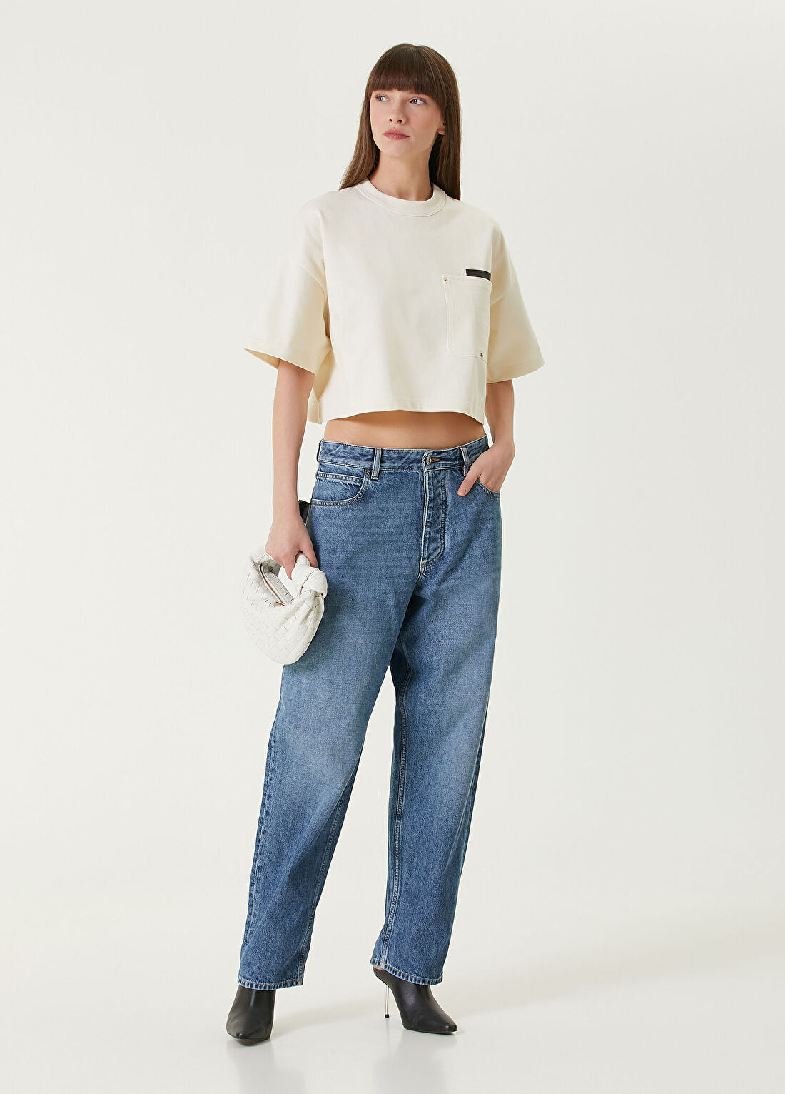 Bottega Veneta Mavi Wide Leg Jean Pantolon