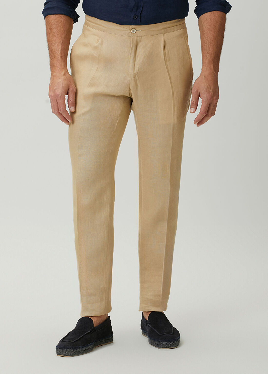 Kiton Bej Keten Pantolon görsel 2