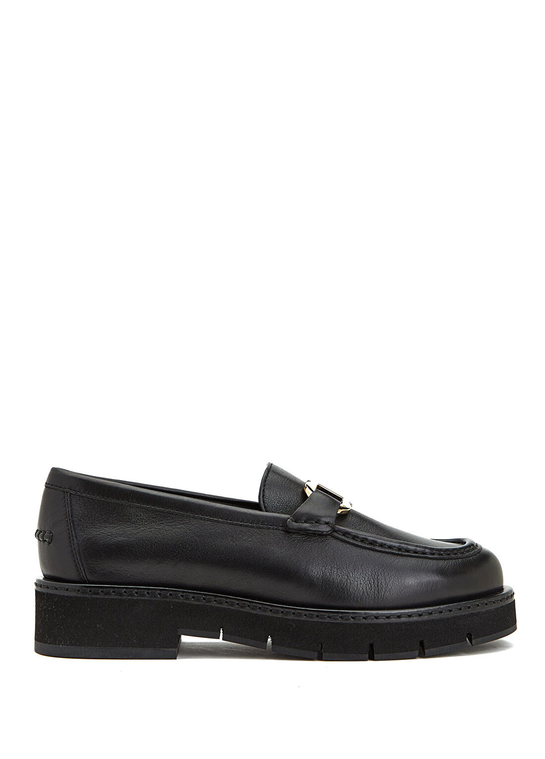 Ferragamo Siyah Logo Tokalı Kadın Deri Loafer