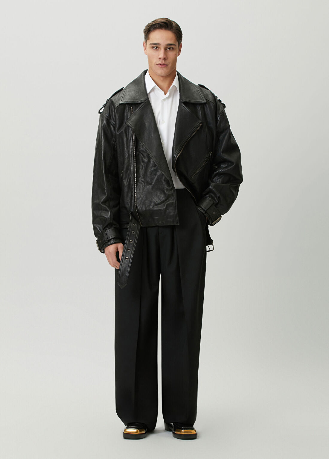 Balmain Siyah Deri Ceket görsel 2