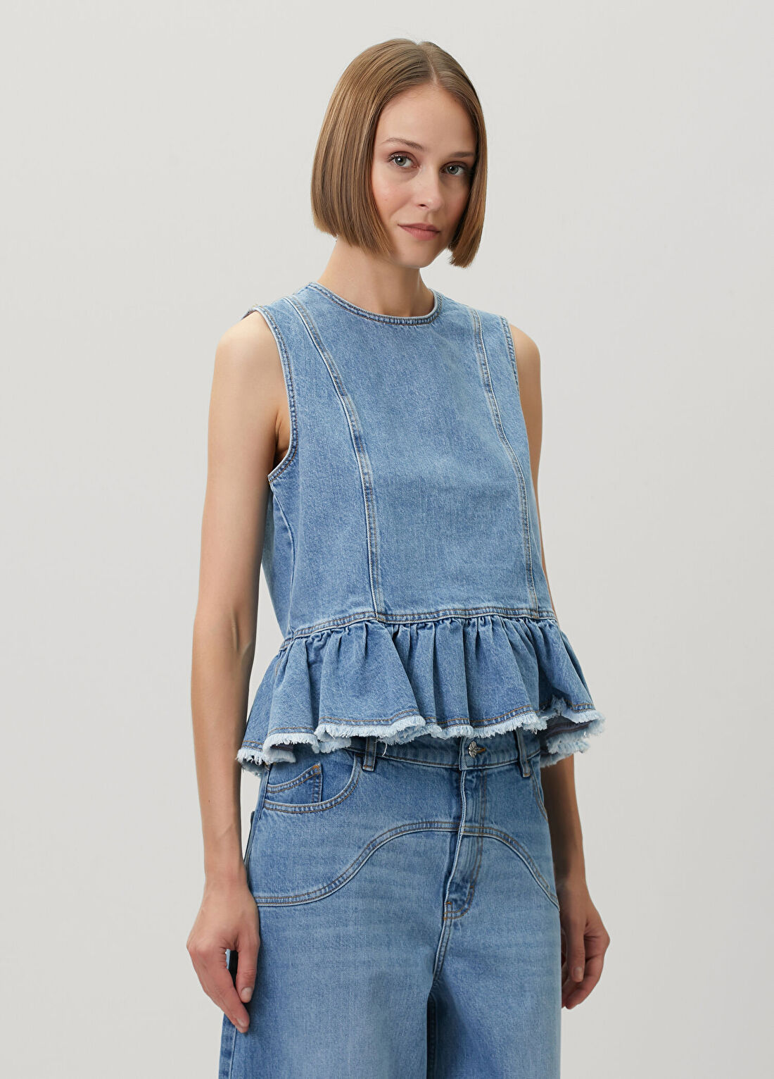 Baum Und Pferdgarten Madinel Mavi Denim Bluz görsel 3