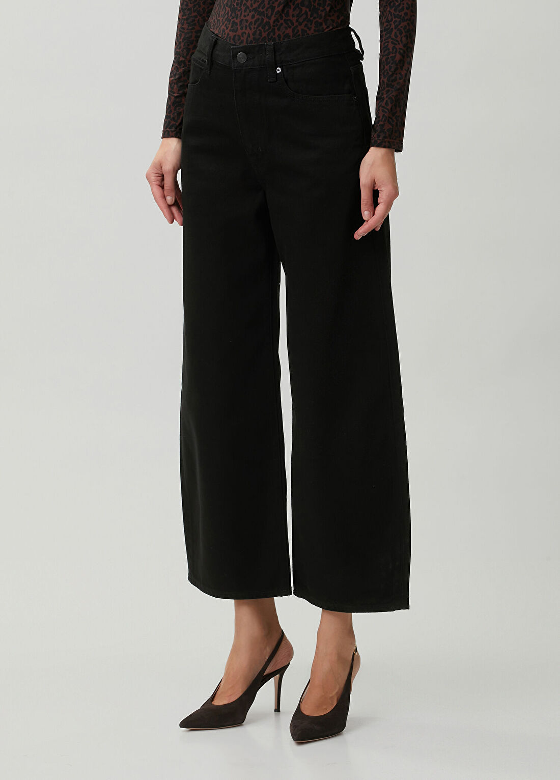 Frame Denim The Bow Crop Siyah Jean Pantolon görsel 3