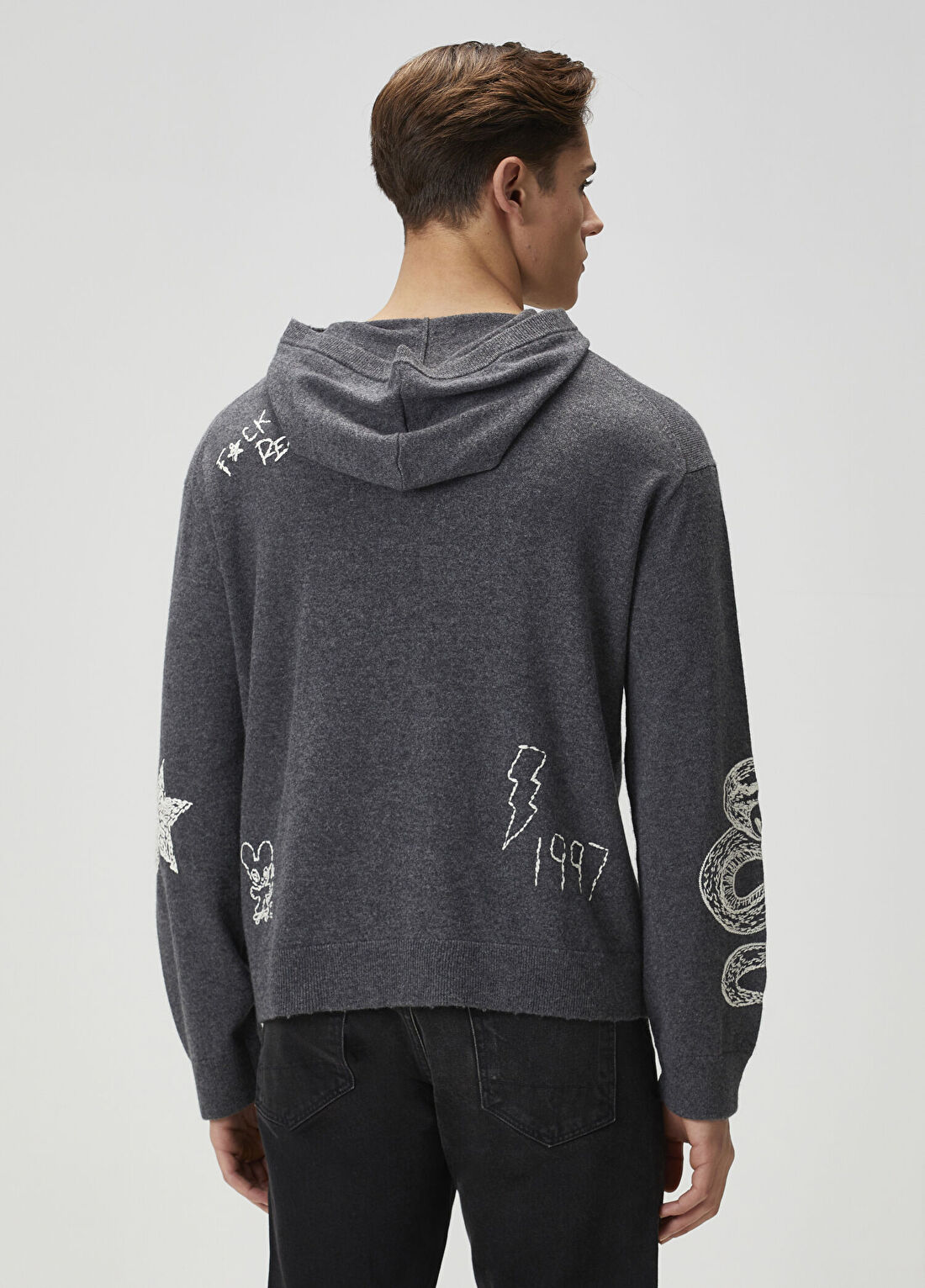 Zadig&Voltaire Malay Antrasit Kapüşonlu Yün Kazak görsel 4