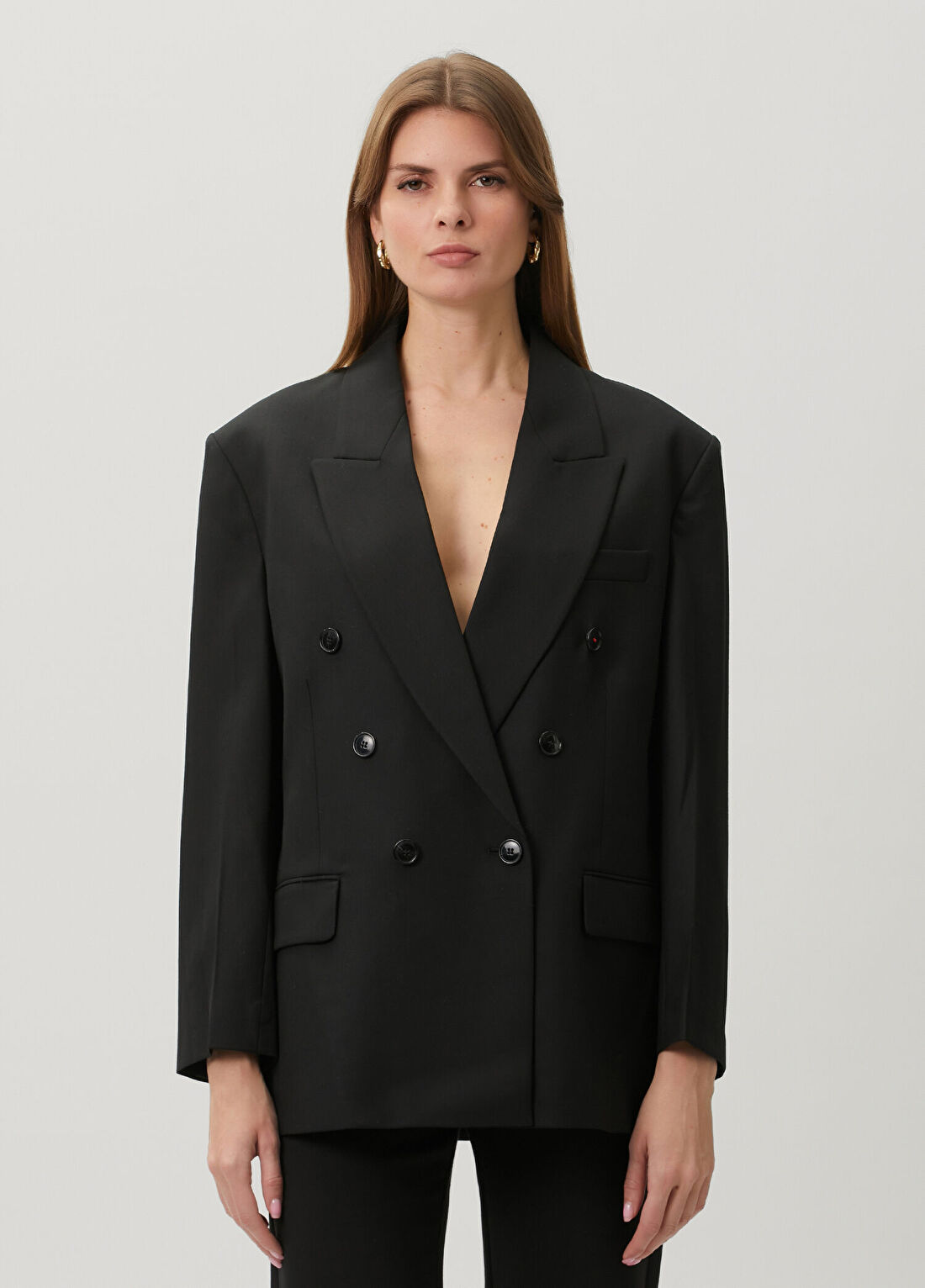 Victoria Beckham Siyah Kruvaze Ceket