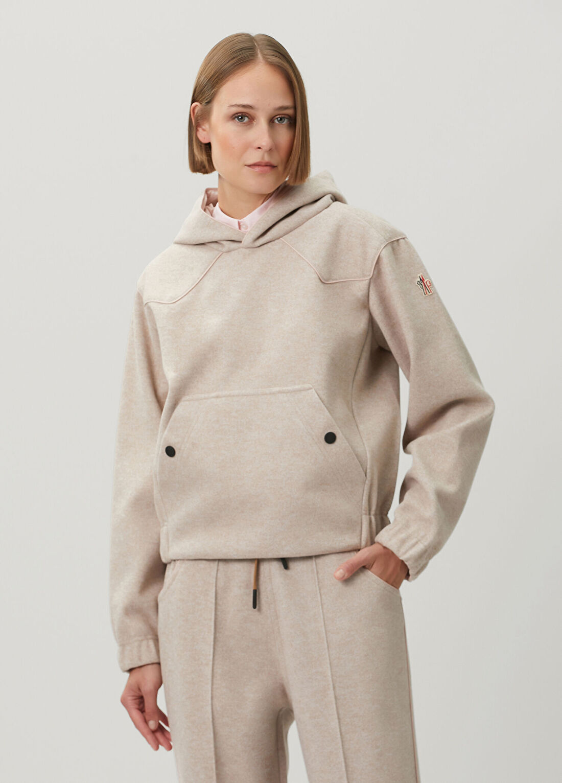 Moncler Grenoble Bej Kapüşonlu Sweatshirt
