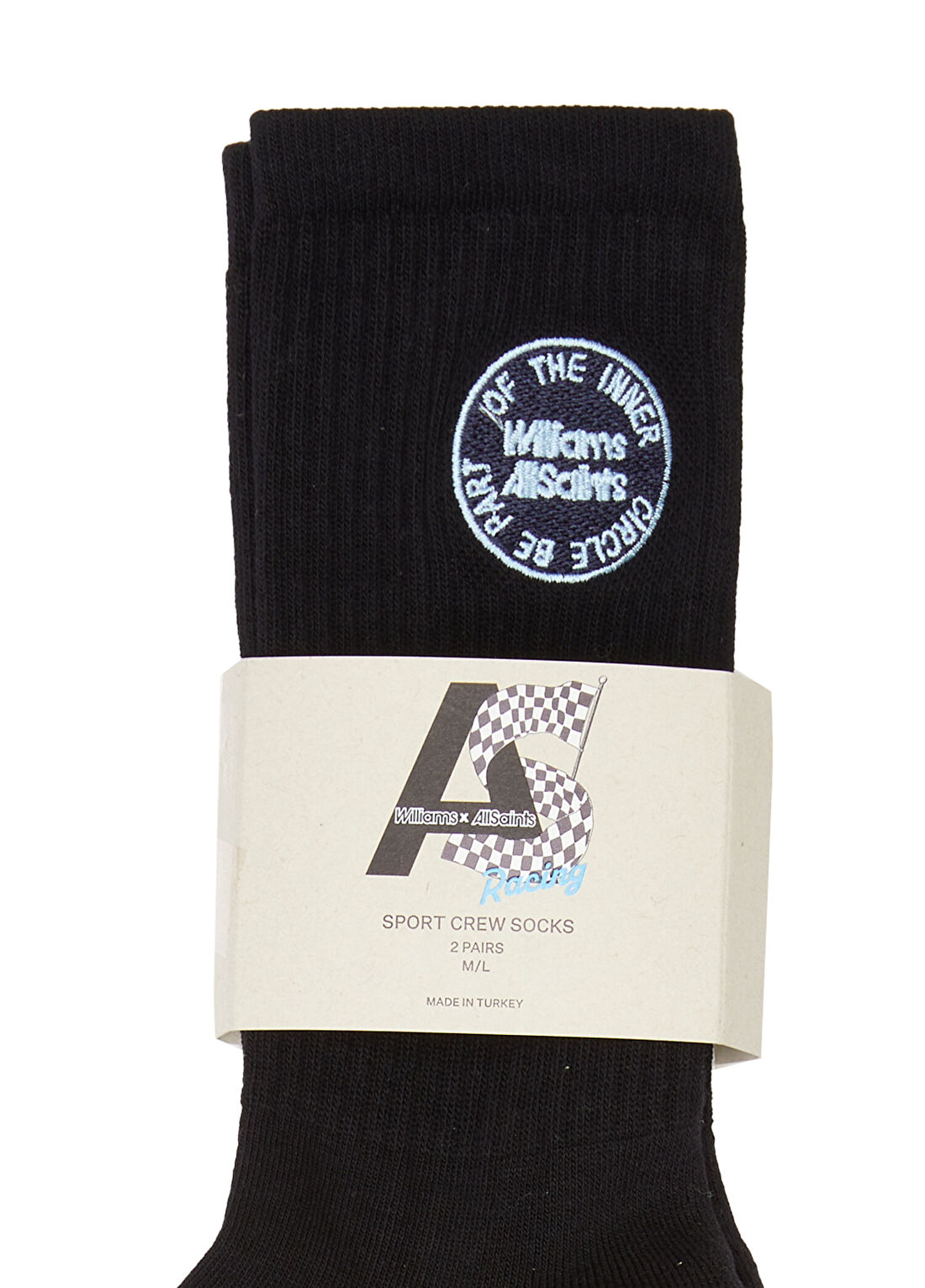 AllSaints Siyah Logo Patchli 2li Çorap Seti görsel 2