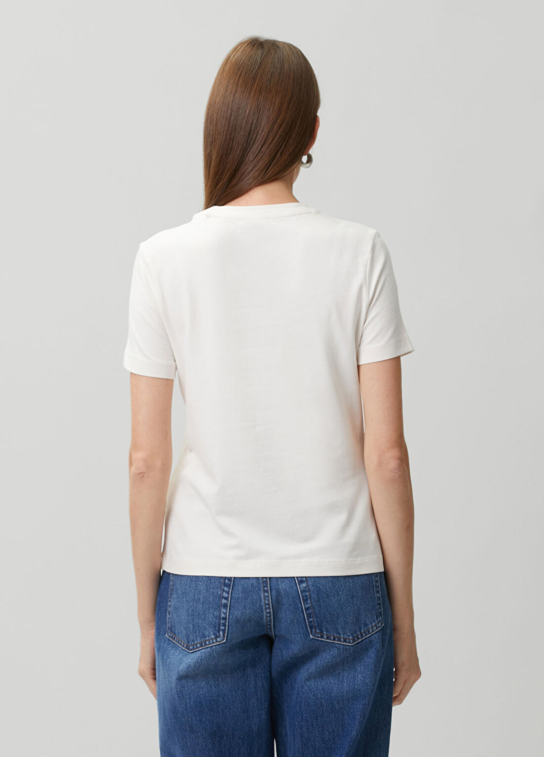 Guess Tracey Slim Fit Ekru T-shirt görsel 4