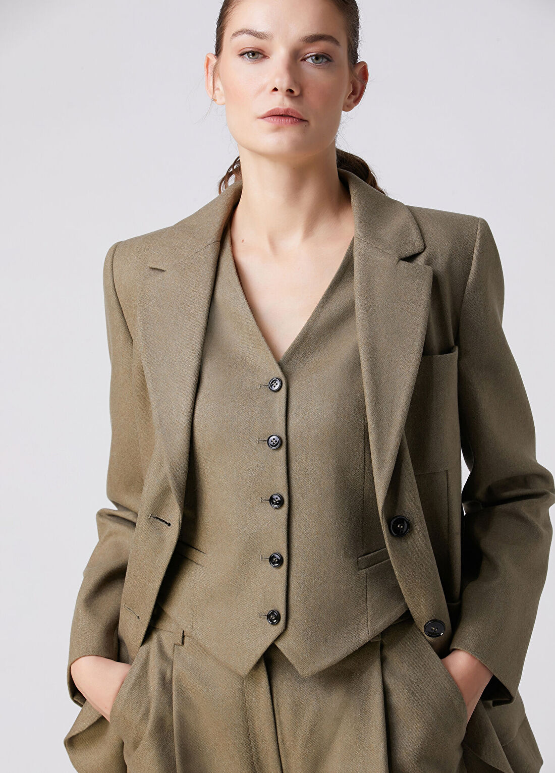 Beymen Collection Haki Yün Yelek görsel 4